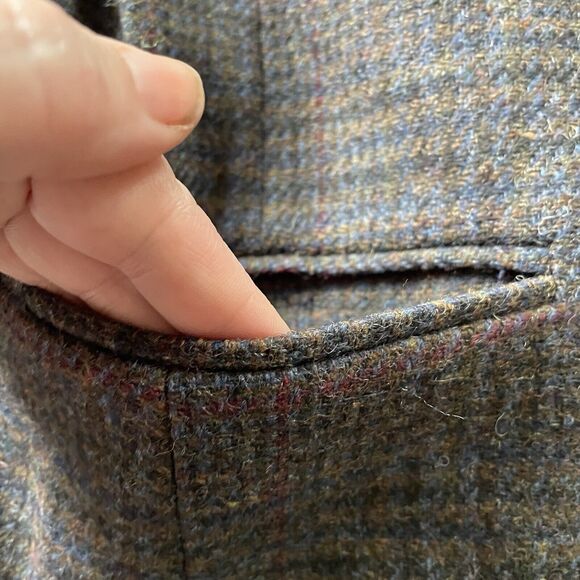 Vintage JL Colebrook Blazer Large Gray Plaid Wool Velvet Collar Academia NWOT - Picture 9 of 12